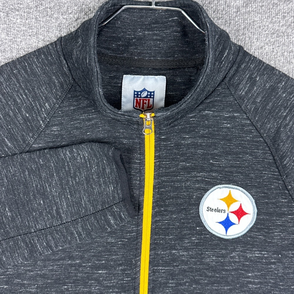 NFL Pittsburgh Steelers Jacket Mens Medium‎ Gray Heather Full Zip Pockets Fleece